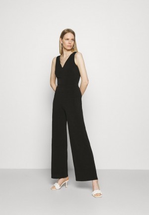 Anna Field Budget Punto Brede Leg Deep V Mouwloos Occasion Jumpsuit Dames Zwart | NL-7590613-DK