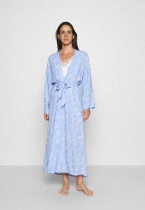 Anna Field Buy Lisha Long Printed Robe Jurken Gown Bathrobe Dames Blauw | NL-0563194-EL