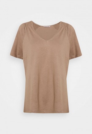 Anna Field Deals Basic T-Shirt Dames Lichtbruin | NL-5683940-WL