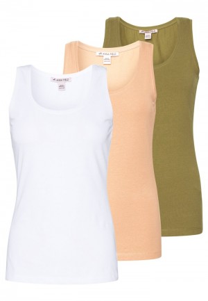 Anna Field Discount Basic Tank 3Er Pack Top T-Shirt Dames Wit | NL-0934281-NF