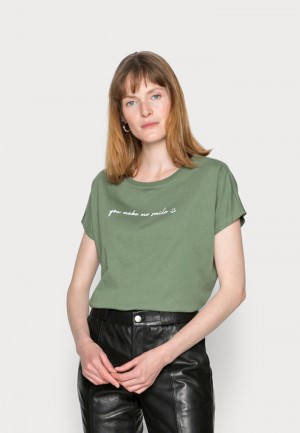 Anna Field Hot Sale Francesca Print T-Shirt Dames Groen | NL-8461573-QY