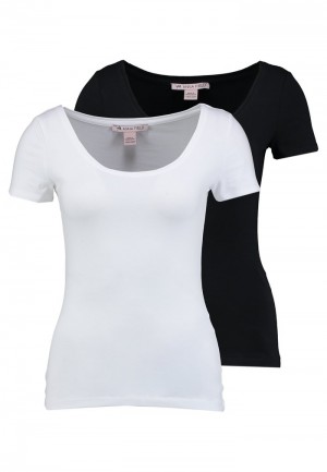 Anna Field New 2 Pack Basic T-Shirt Dames Zwart | NL-9601532-YG