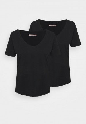 Anna Field New Basic T-Shirt Dames Zwart | NL-9580437-QE