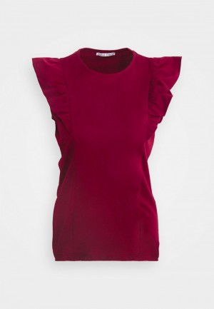 Anna Field Promo Basic T-Shirt Dames Donkerrood | NL-2917583-NQ