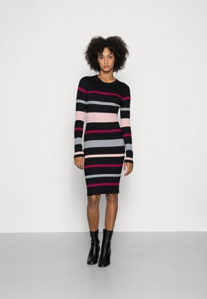 Anna Field Promo Regular Fit Stripes Jumper Jurk Dames Zwart | NL-4860792-OP