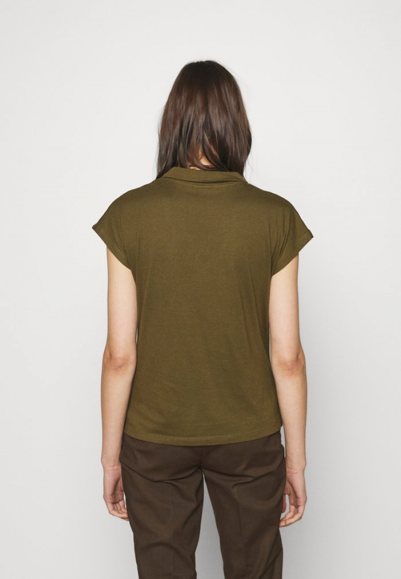 Anna Field Best Deal Basic T-Shirt Dames Khaki | NL-7528934-TE