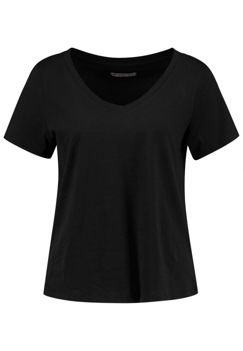 Anna Field Best Pirce Basic T-Shirt Dames Zwart | NL-1375648-QY