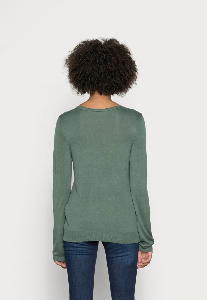 Anna Field Best Pirce Open V Neck Jumper Pullover Dames Groen | NL-8403619-HL