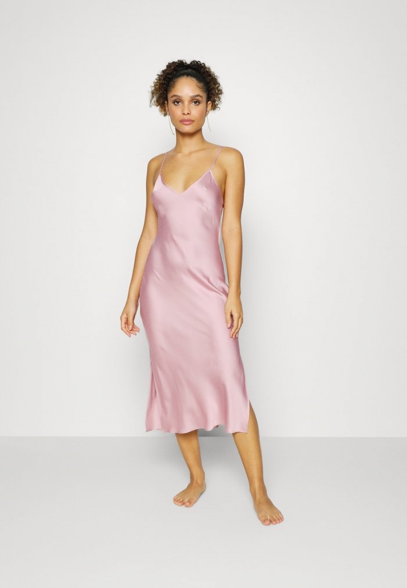 Anna Field Best Pirce Simple Satin Long Line Nightie Nachtjapon Dames Roze | NL-4706289-IS