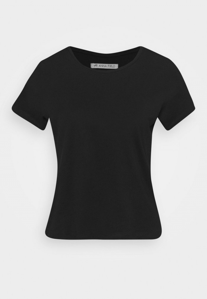 Anna Field Best Reviews Of Basic T-Shirt Dames Zwart | NL-9874625-AD