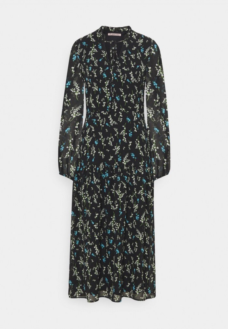 Anna Field Best Reviews Of Volant Maxi Printed Day Jurk Dames Zwart | NL-2165349-WA