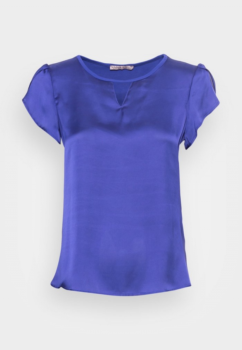 Anna Field Best Sale Basic T-Shirt Dames Donkerblauw | NL-4697851-VH