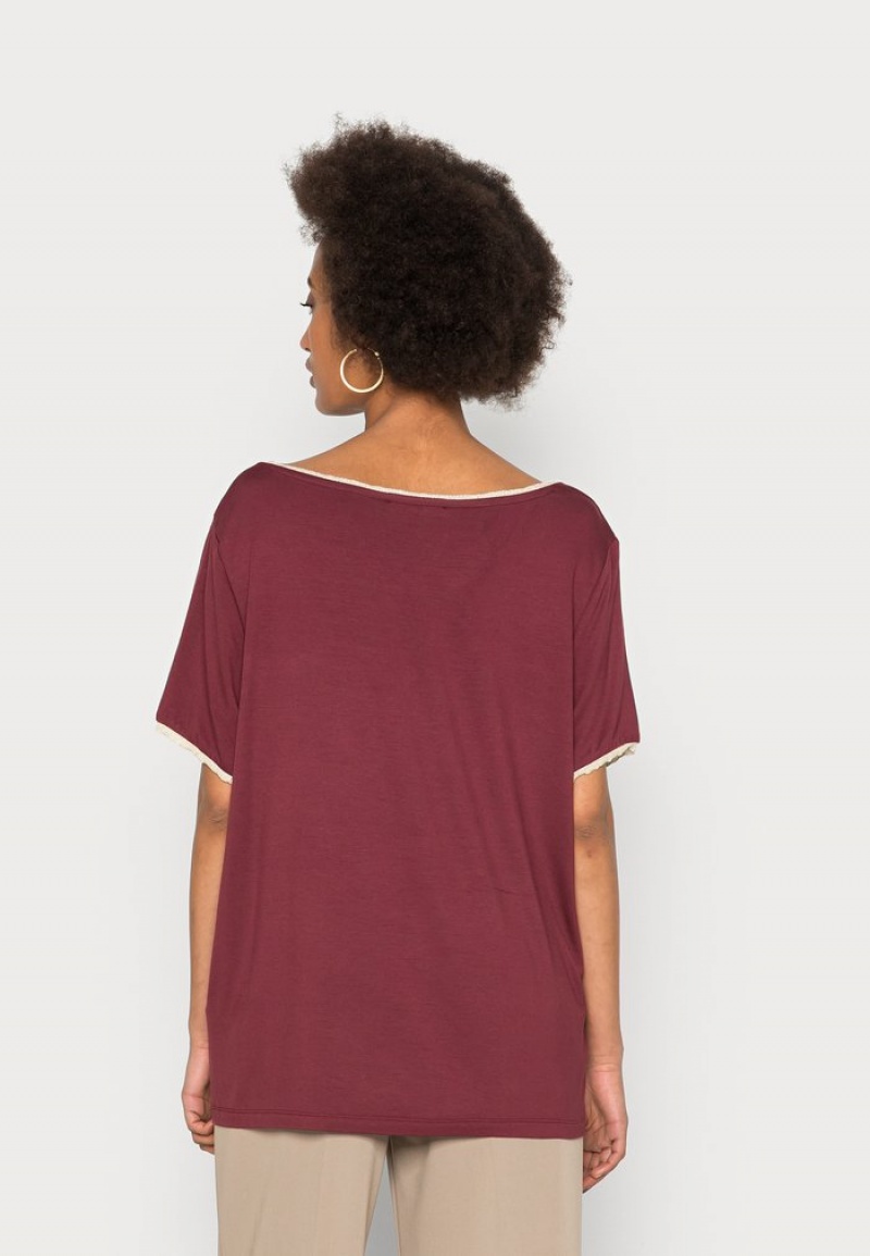 Anna Field Best Sale Basic T-Shirt Dames Donkerrood | NL-5817936-EB