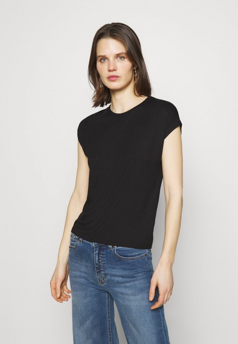 Anna Field Best Sale Basic T-Shirt Dames Zwart | NL-1258367-JC