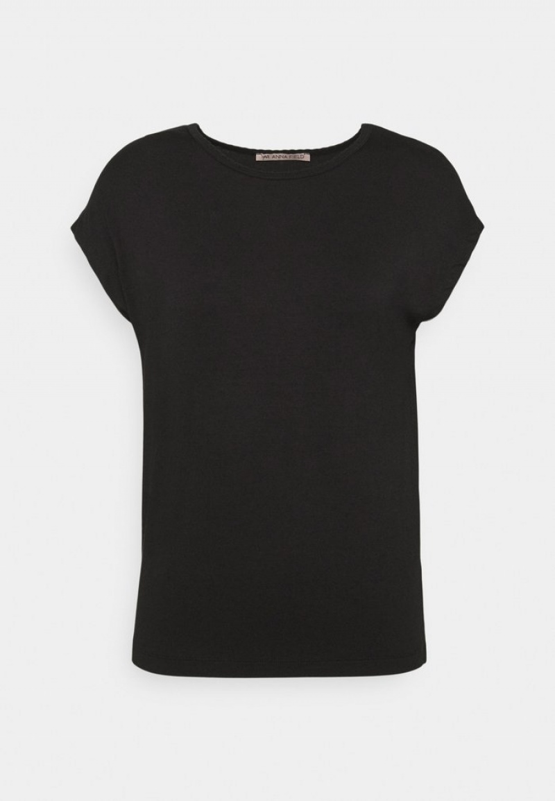 Anna Field Best Sale Basic T-Shirt Dames Zwart | NL-1258367-JC