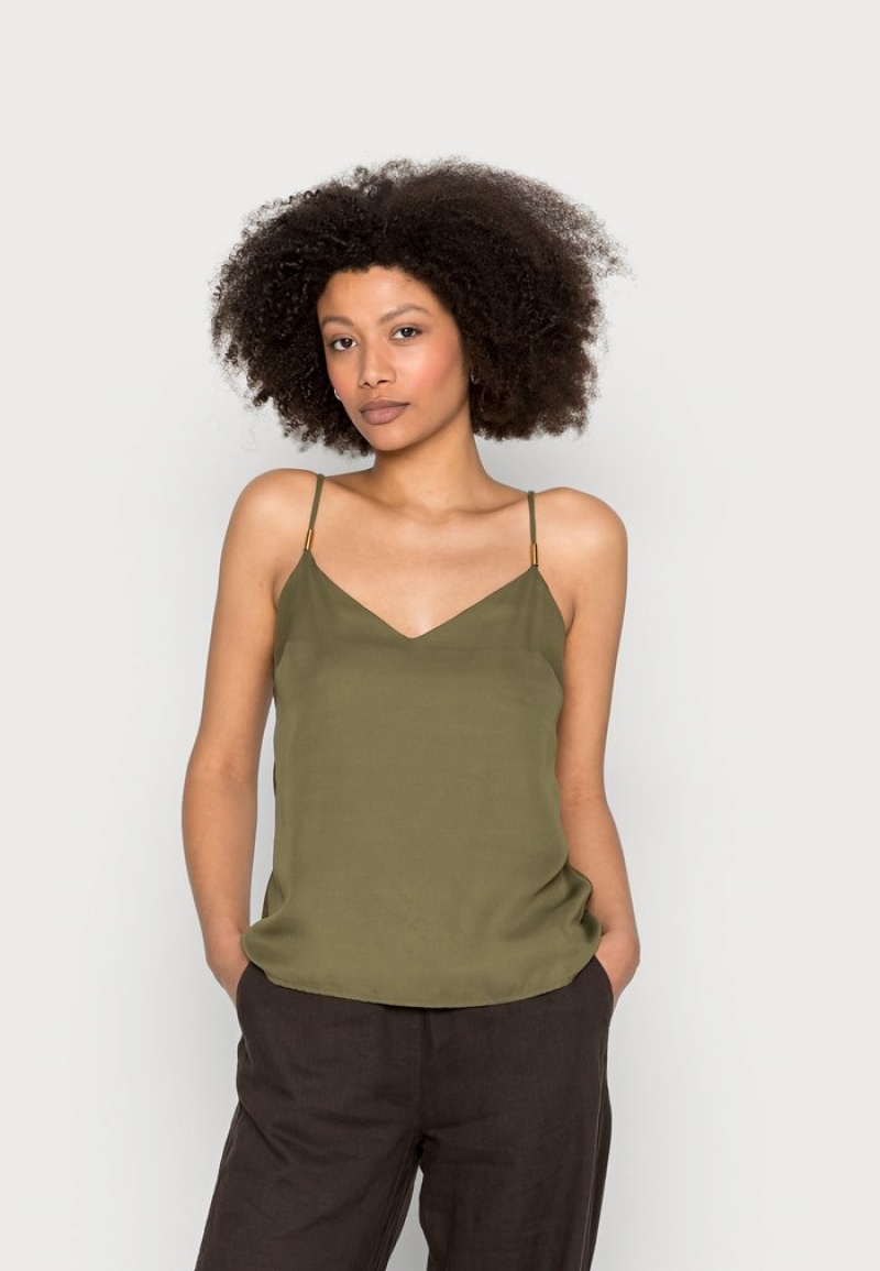 Anna Field Best Sale Top T-Shirt Dames Khaki | NL-8976435-FT