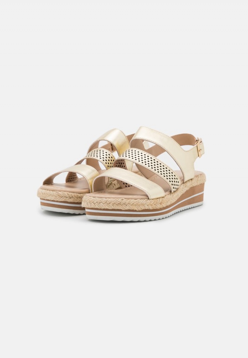 Anna Field Brand New Leather Espadrilles Sandalen Dames Goud | NL-9453782-BI