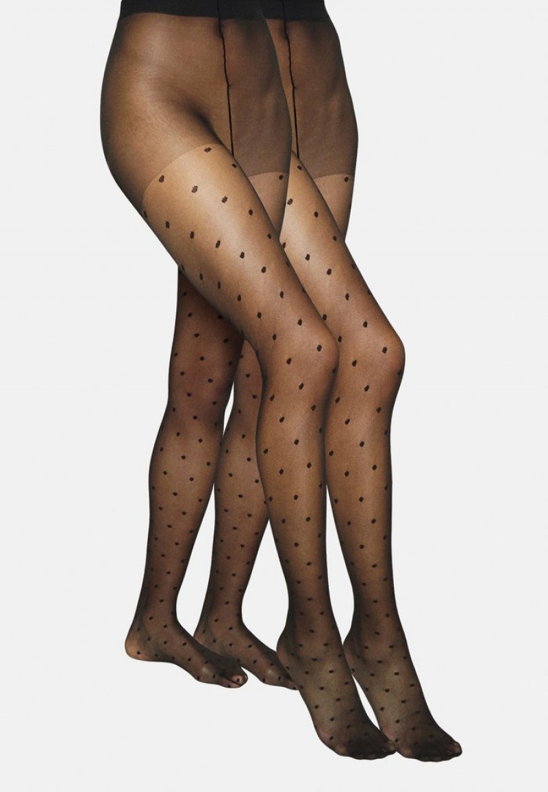 Anna Field Budget 20 Den Polka Dots Tights Dames Zwart | NL-2170394-ZX