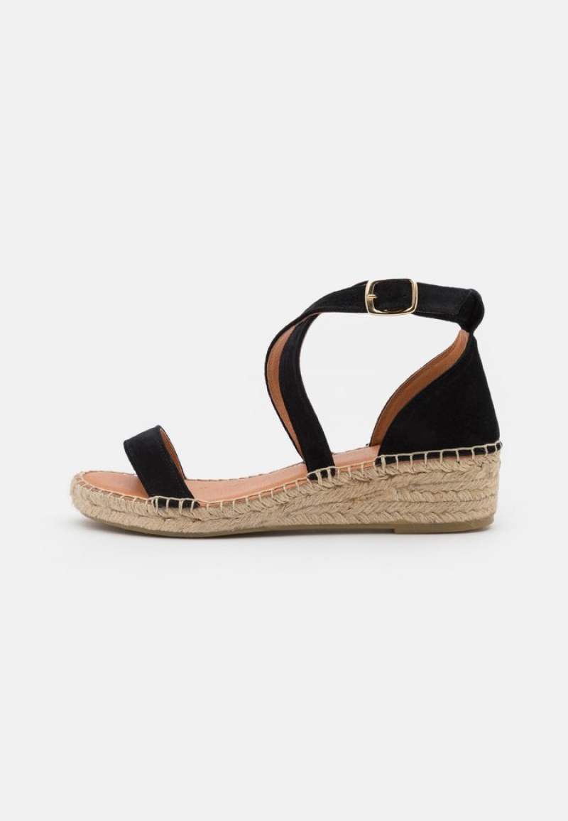 Anna Field Budget Comfort Leather Espadrilles Sandalen Dames Zwart | NL-3598762-UE