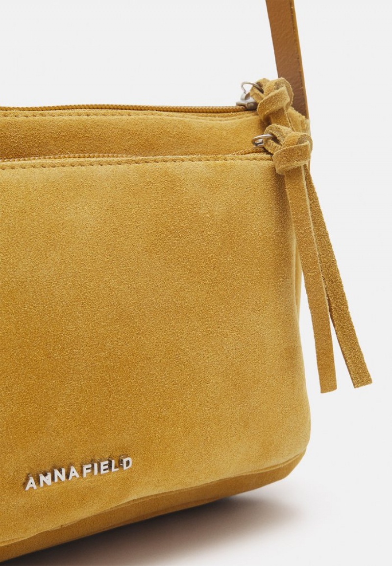 Anna Field Budget Leather Crossbodytassen Dames Mosterdgeel Geel | NL-3902584-GO