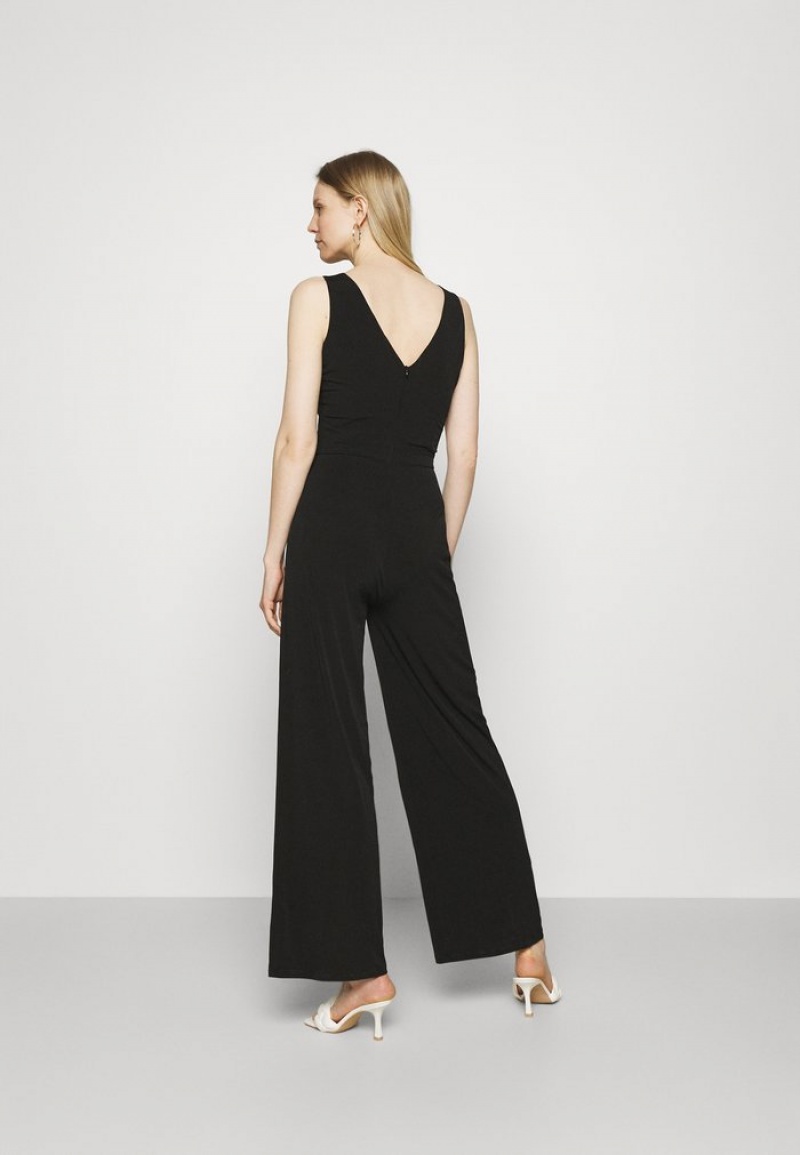 Anna Field Budget Punto Brede Leg Deep V Mouwloos Occasion Jumpsuit Dames Zwart | NL-7590613-DK