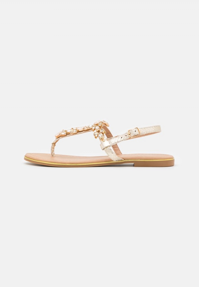 Anna Field Budget T-Bar Sandalen Dames Goud | NL-0247839-MR