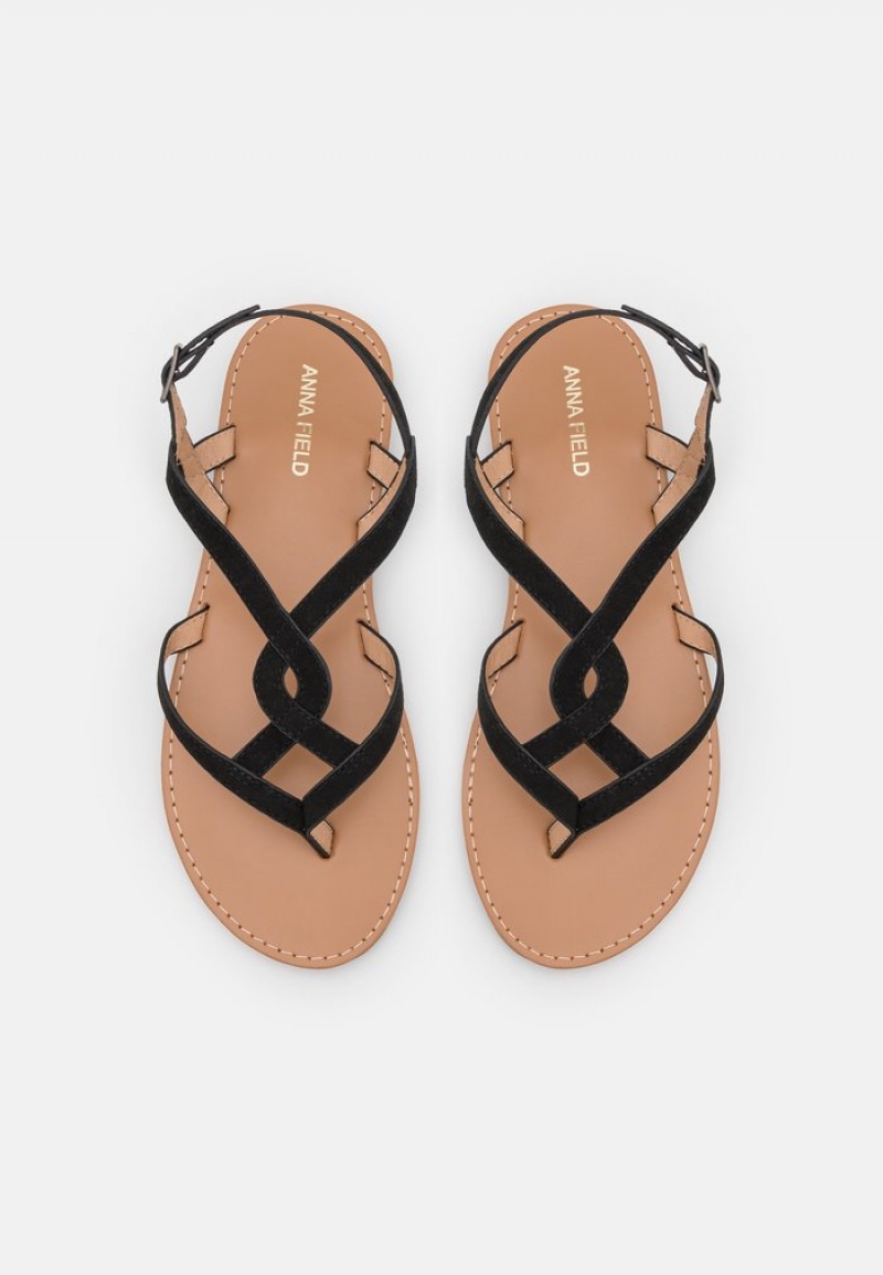 Anna Field Budget T-Bar Sandalen Dames Zwart | NL-0175649-MO