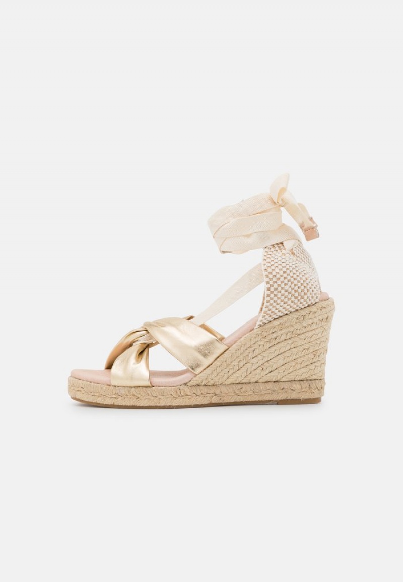 Anna Field Buy Leather Wedge Sandalen Dames Goud | NL-9408572-HJ