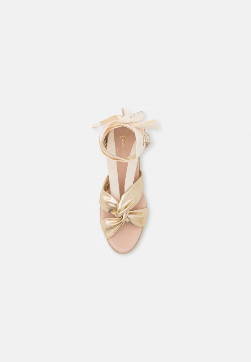 Anna Field Buy Leather Wedge Sandalen Dames Goud | NL-9408572-HJ