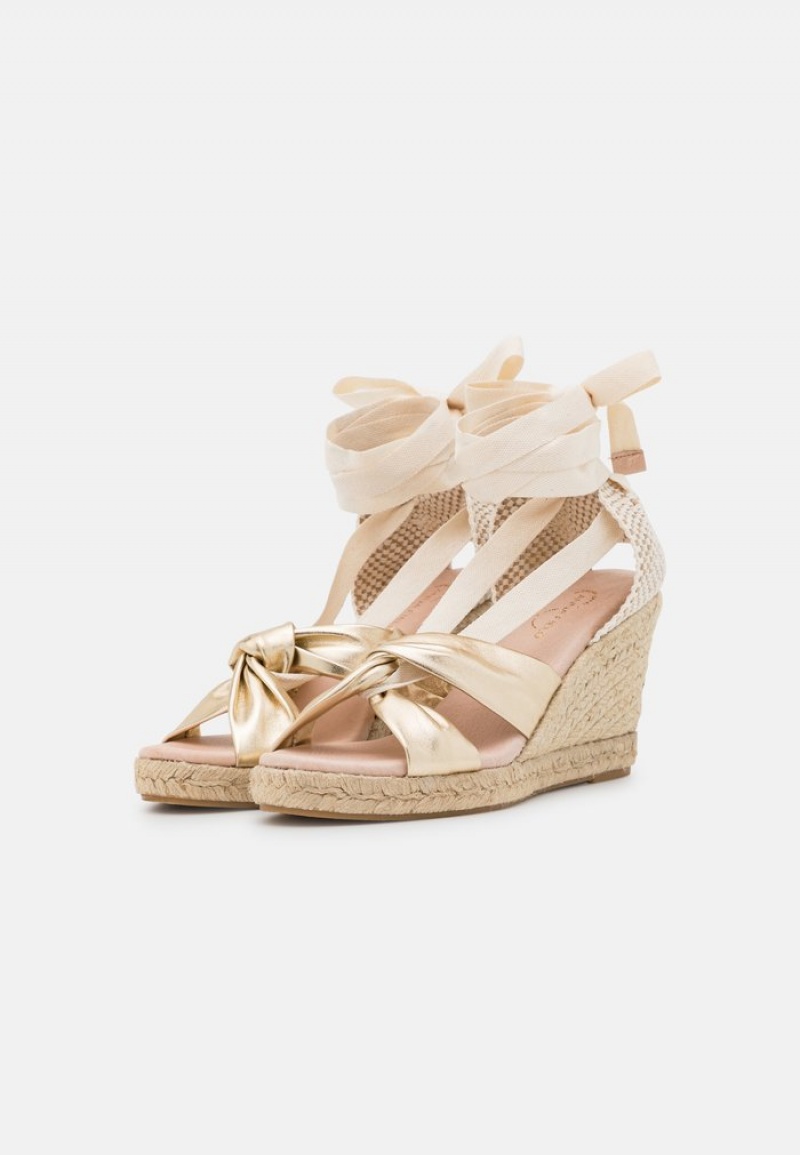 Anna Field Buy Leather Wedge Sandalen Dames Goud | NL-9408572-HJ