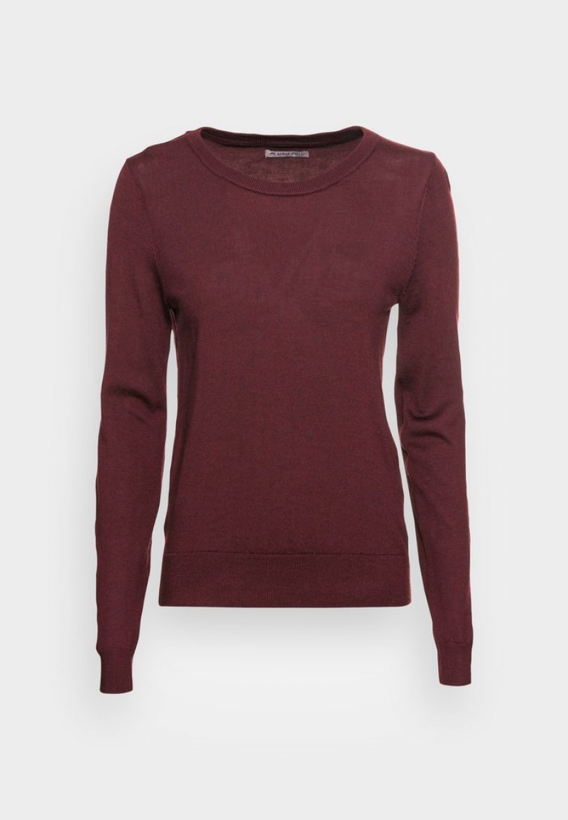 Anna Field Buy Merino Wol Jumper Pullover Dames Bordeaux | NL-4352968-IA