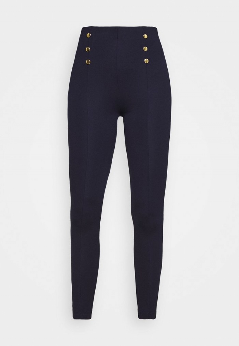 Anna Field Buy Punto Leggings With Button Detail Leggings Broek Dames Donkerblauw | NL-7498210-CR