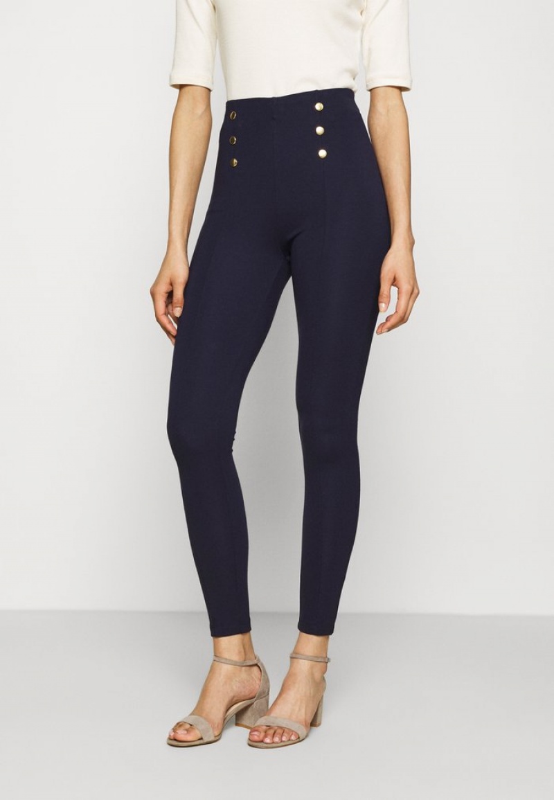 Anna Field Buy Punto Leggings With Button Detail Leggings Broek Dames Donkerblauw | NL-7498210-CR