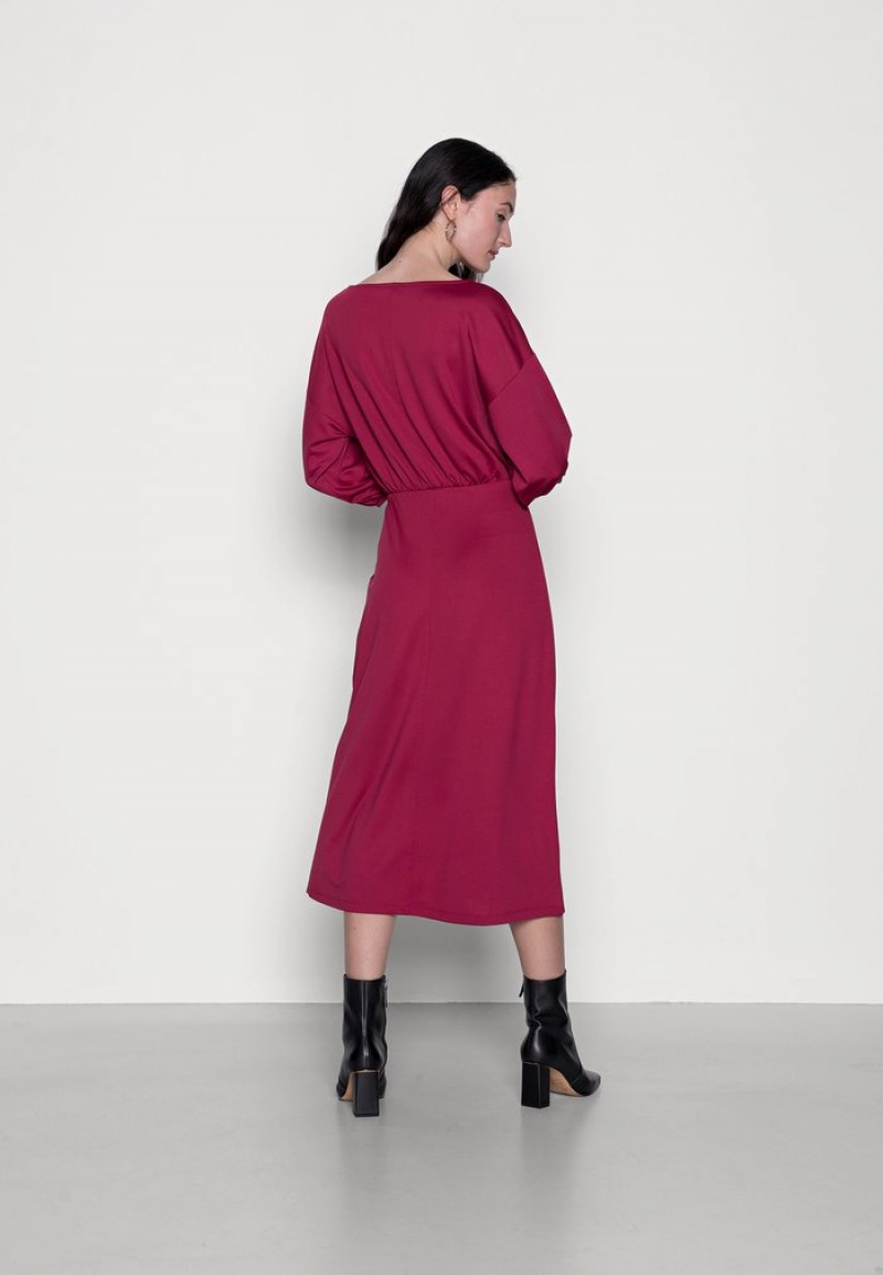 Anna Field Buy Quarter Sleeves Elevated Vrijetijds Midi Jurk Dames Rood | NL-1389406-XK