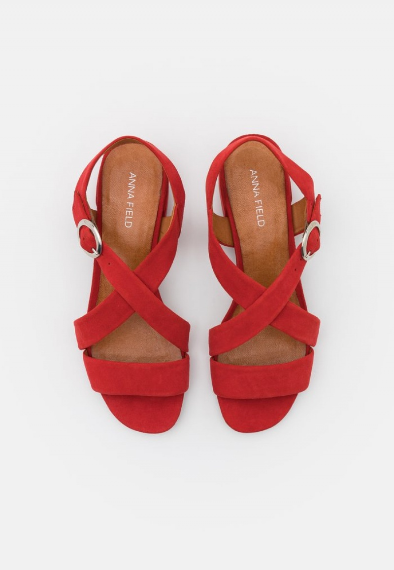 Anna Field Cheap Leather Sandalen Dames Rood | NL-5946782-GY