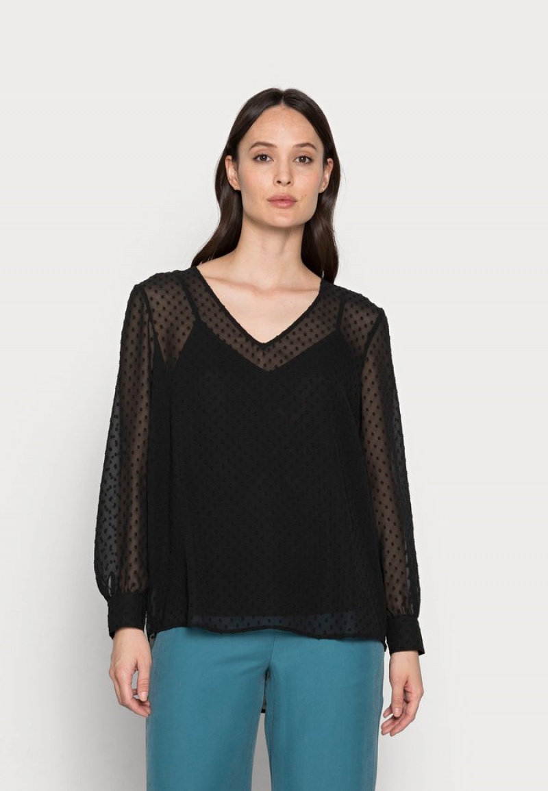 Anna Field Cheap V Neck Blouse Dames Zwart | NL-8206354-MN