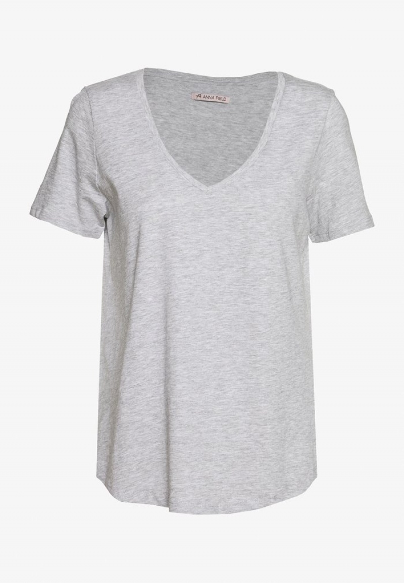 Anna Field Cheapest Basic T-Shirt Dames Lichtgrijs | NL-6803514-YP