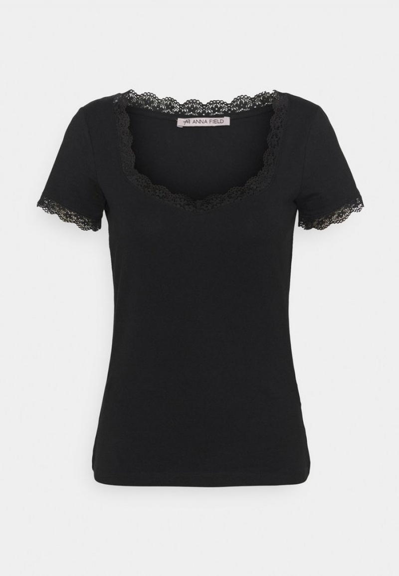 Anna Field Cheapest Basic T-Shirt Dames Zwart | NL-3926047-IX