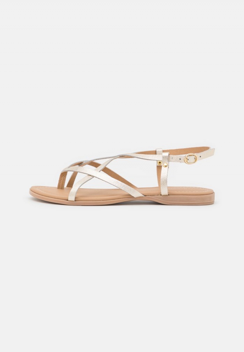 Anna Field Cheapest Leather T-Bar Sandalen Dames Goud | NL-6930842-UH