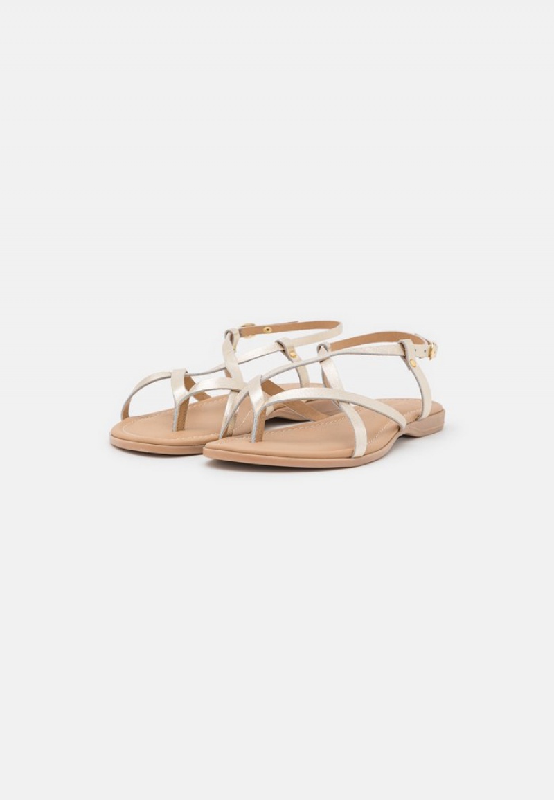 Anna Field Cheapest Leather T-Bar Sandalen Dames Goud | NL-6930842-UH