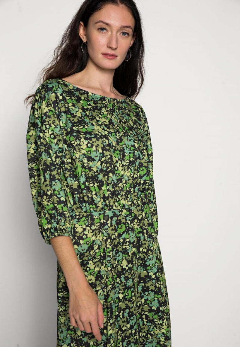 Anna Field Cheapest Quarter Sleeves Elevated Vrijetijds Midi Jurk Dames Zwart | NL-1470268-JM