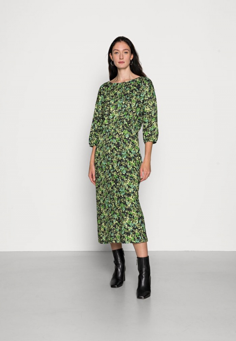 Anna Field Cheapest Quarter Sleeves Elevated Vrijetijds Midi Jurk Dames Zwart | NL-1470268-JM