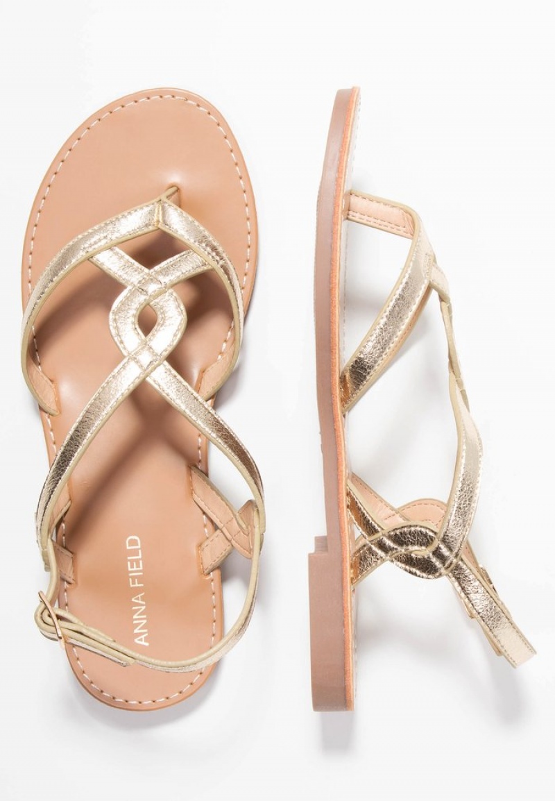 Anna Field Cheapest T-Bar Sandalen Dames Goud | NL-3025491-EM