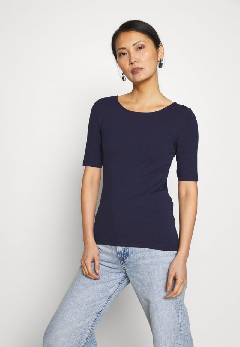 Anna Field Coupon Basic T-Shirt Dames Donkerblauw | NL-2835194-IZ