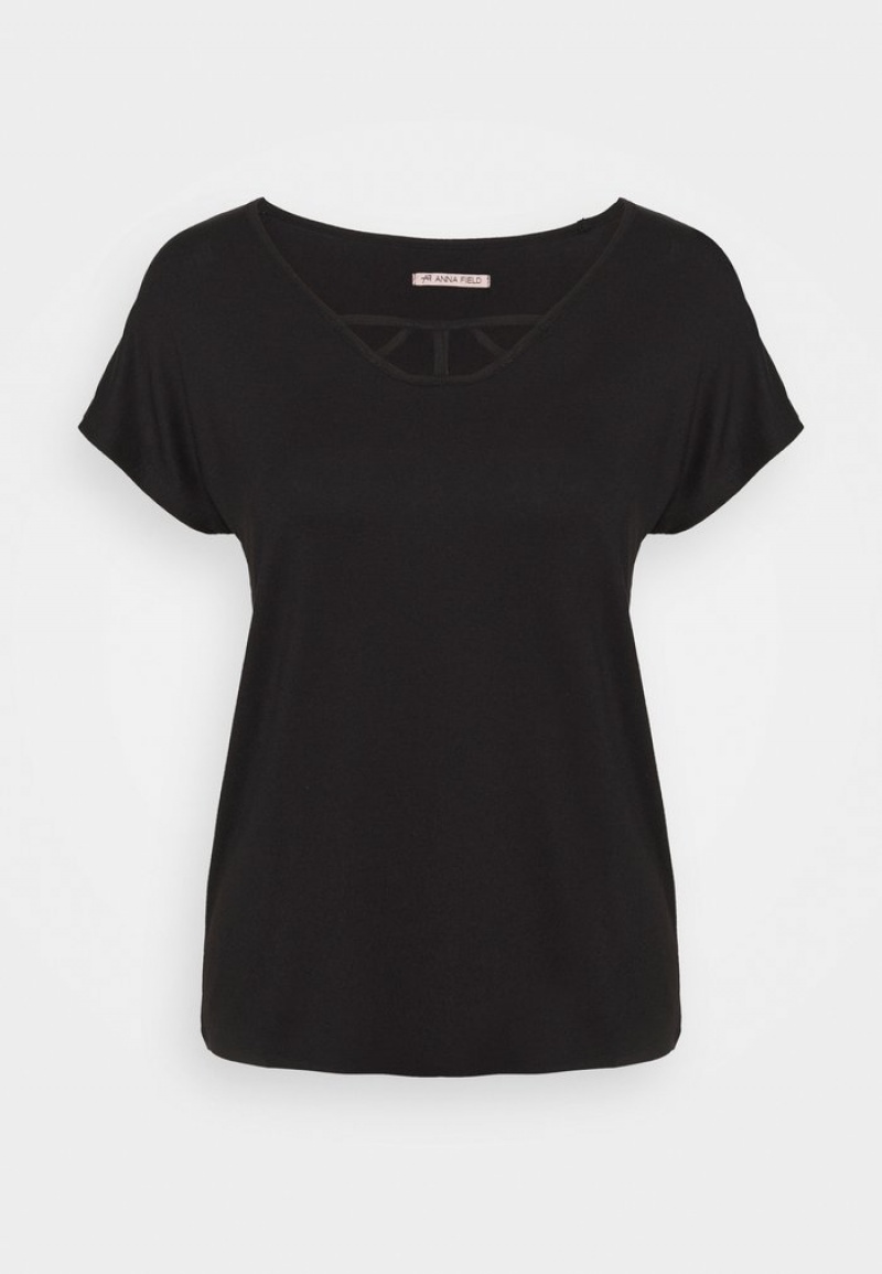 Anna Field Coupon Basic T-Shirt Dames Zwart | NL-3051946-XY