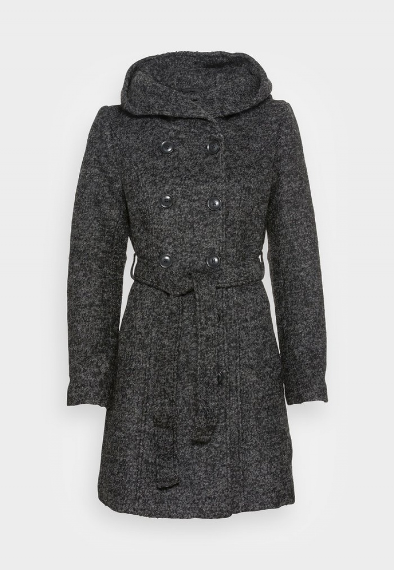 Anna Field Coupon Double Breasted Coat With Hood Klassieke Mantel Dames Donkergrijs | NL-3750942-MQ