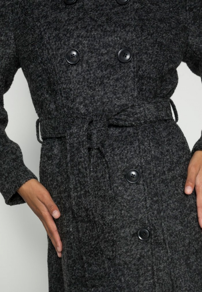 Anna Field Coupon Double Breasted Coat With Hood Klassieke Mantel Dames Donkergrijs | NL-3750942-MQ