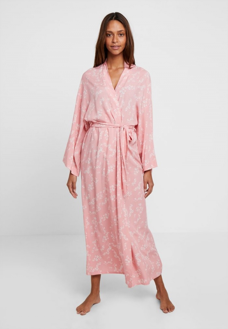 Anna Field Coupon Lisha Long Printed Robe Jurken Gown Bathrobe Dames Roze | NL-3871502-OP