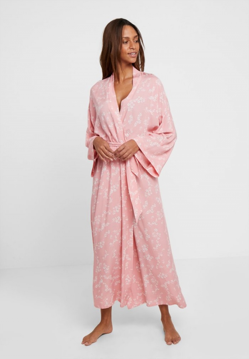 Anna Field Coupon Lisha Long Printed Robe Jurken Gown Bathrobe Dames Roze | NL-3871502-OP