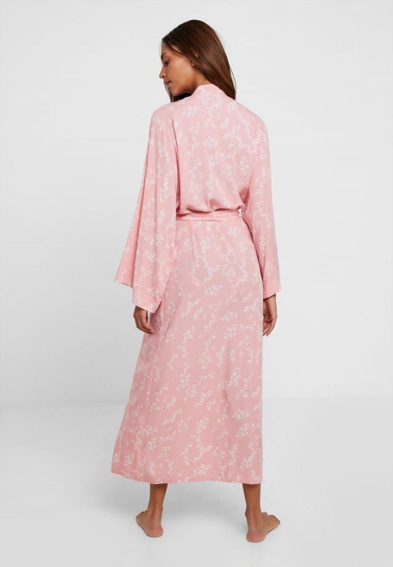 Anna Field Coupon Lisha Long Printed Robe Jurken Gown Bathrobe Dames Roze | NL-3871502-OP